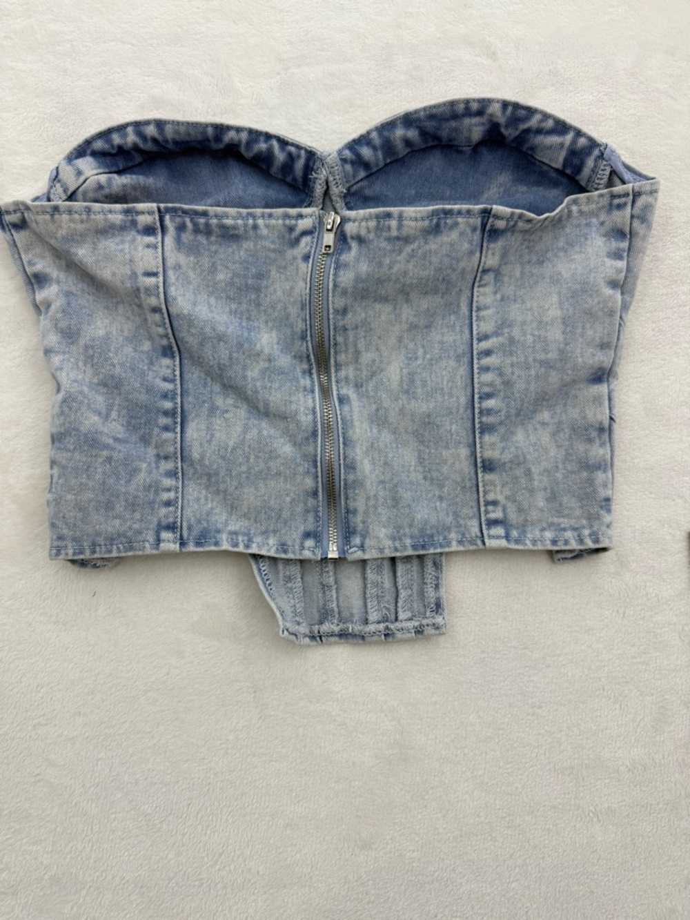 PrettyLittleThing denim corset top Size US 10 Light Blue Acid Wash Festival - Picture 7 of 7